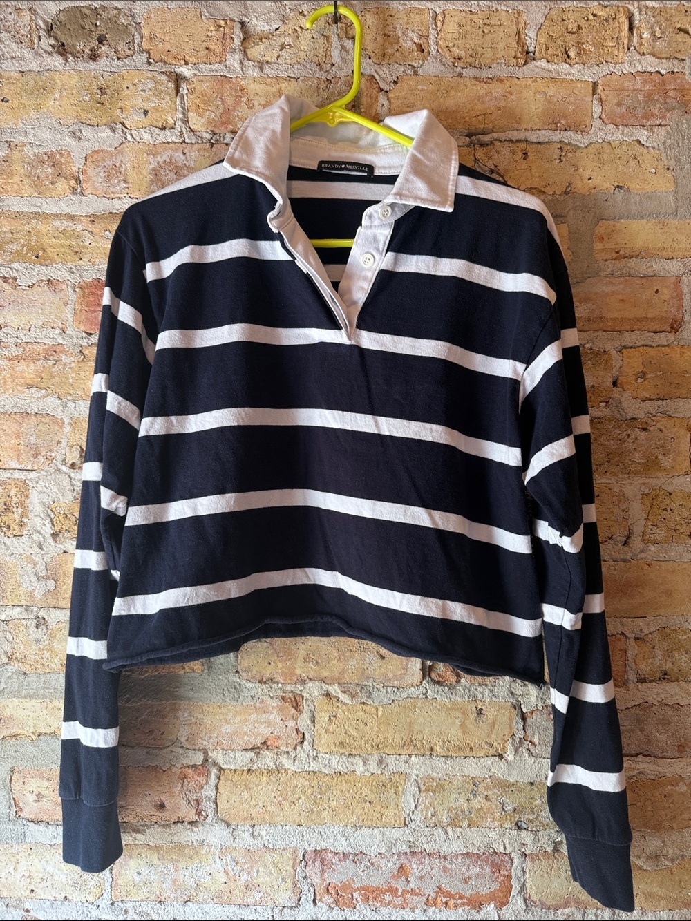 Brandy Melville Cropped Collar Rugby stripe shirt